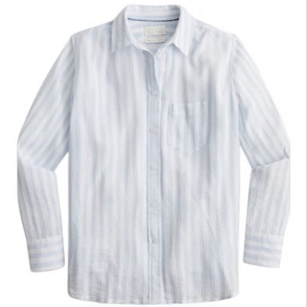 J. Crew Classic-fit Soft Gauze Button Down Shirt in Stripe Serene Blue